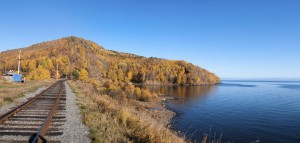 The Circum-Baikal Railway - historical railway runs along Lake baikal in Irkutsk region of Russia