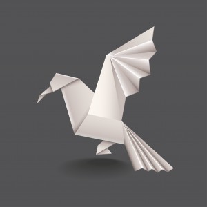 Origami bird isolated on dark vector