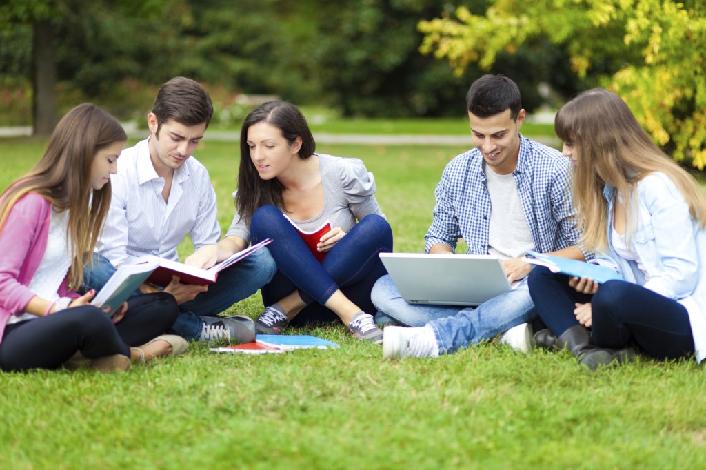 Group of Young  People Studying in Park -iStock_000035621698_Large