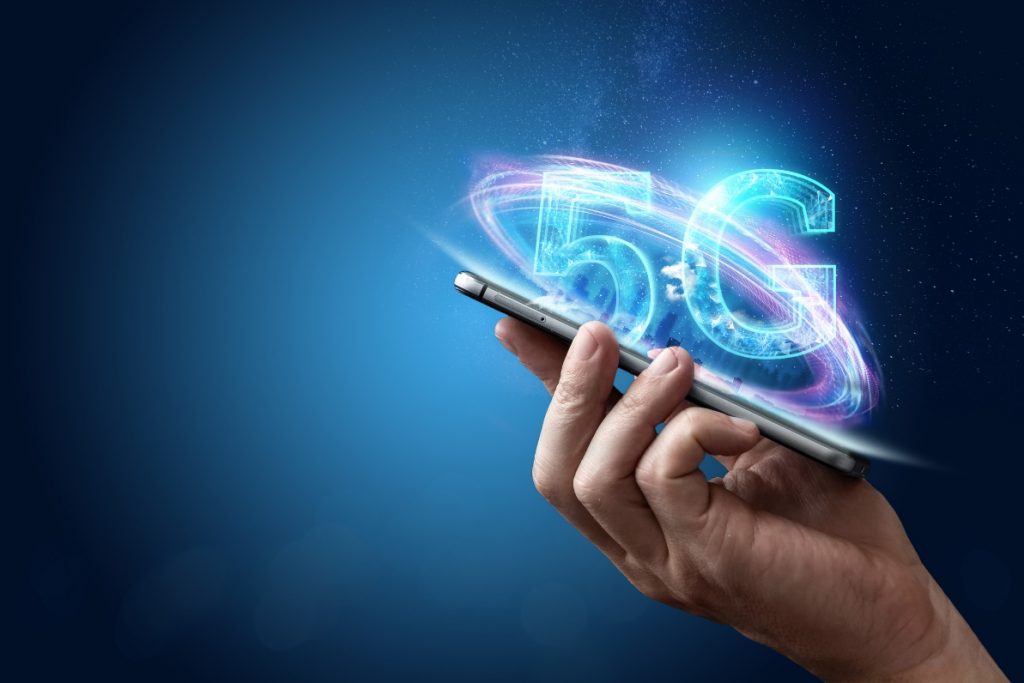 5g concept on mobile phone