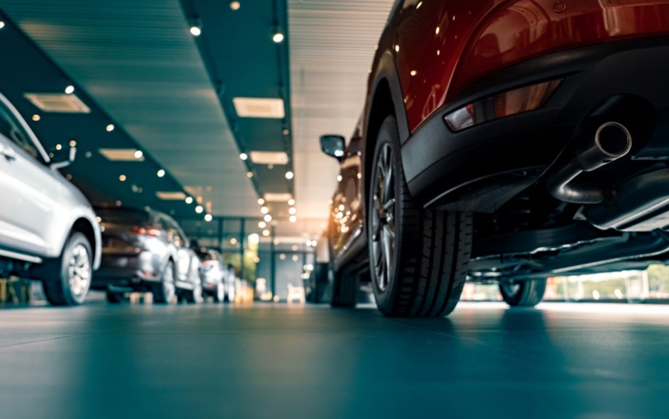 Cars in a showroom