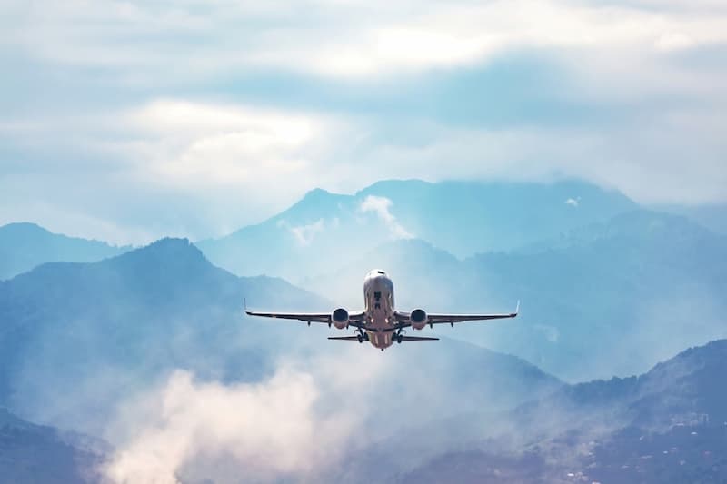 An aeroplane flying in the sky