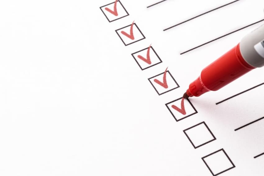 A close-up of a checklist