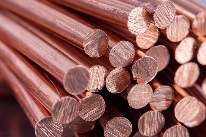 A close up of copper rods