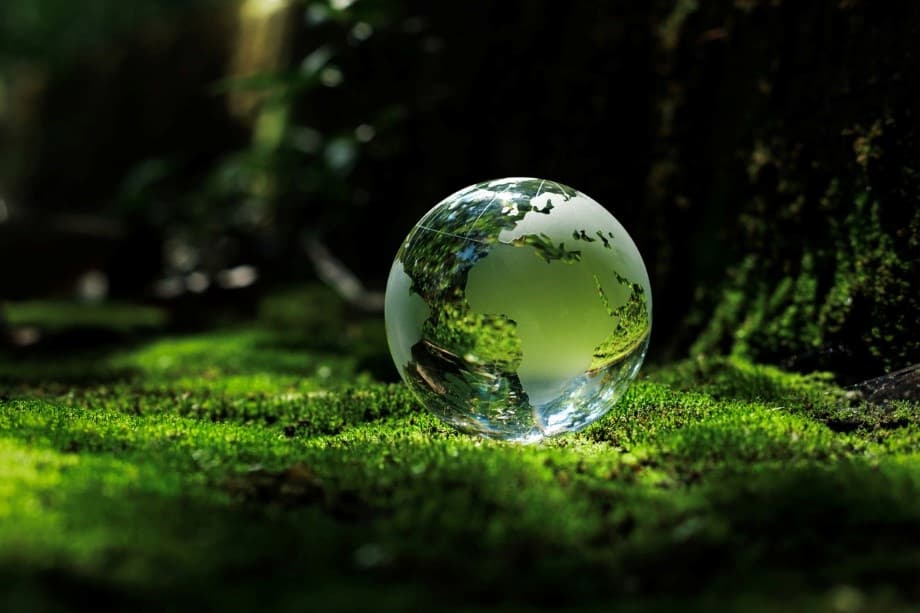 A glass ball on the ground