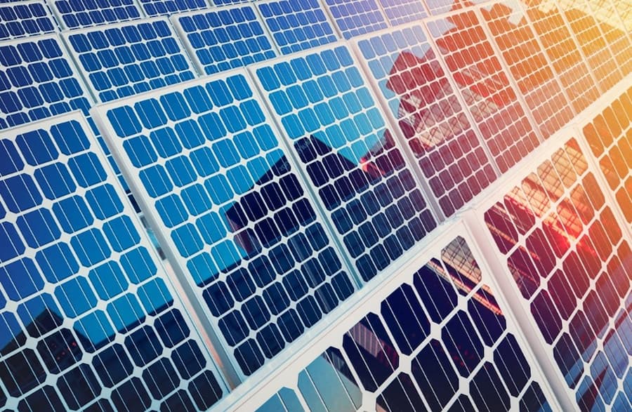 A close up of solar panels