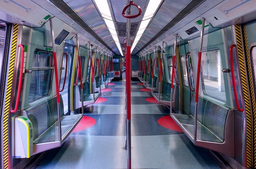 A subway train with doors